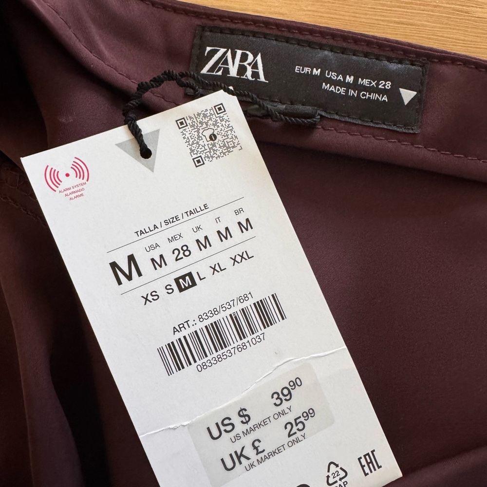 Zara Satin Effect Midi Skirt - Deep Wine - Picture 4 of 4